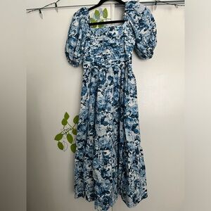 Blue and white floral Spring-Summer Dress